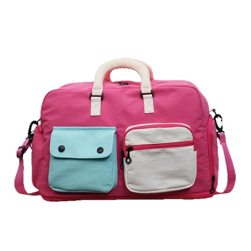 Large Capacity Color Block Waterproof Travel & Gym Bag with Wet/Dry Separation
