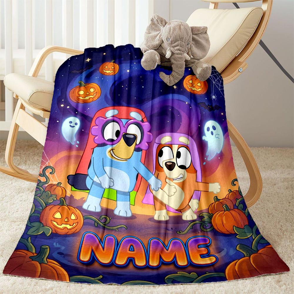 Halloween Night Adventure Personalized Name Blanket Lightweight Personalized Blanket Comfortable Throw For Sofa Bed Bedding Living Room All-Season Use