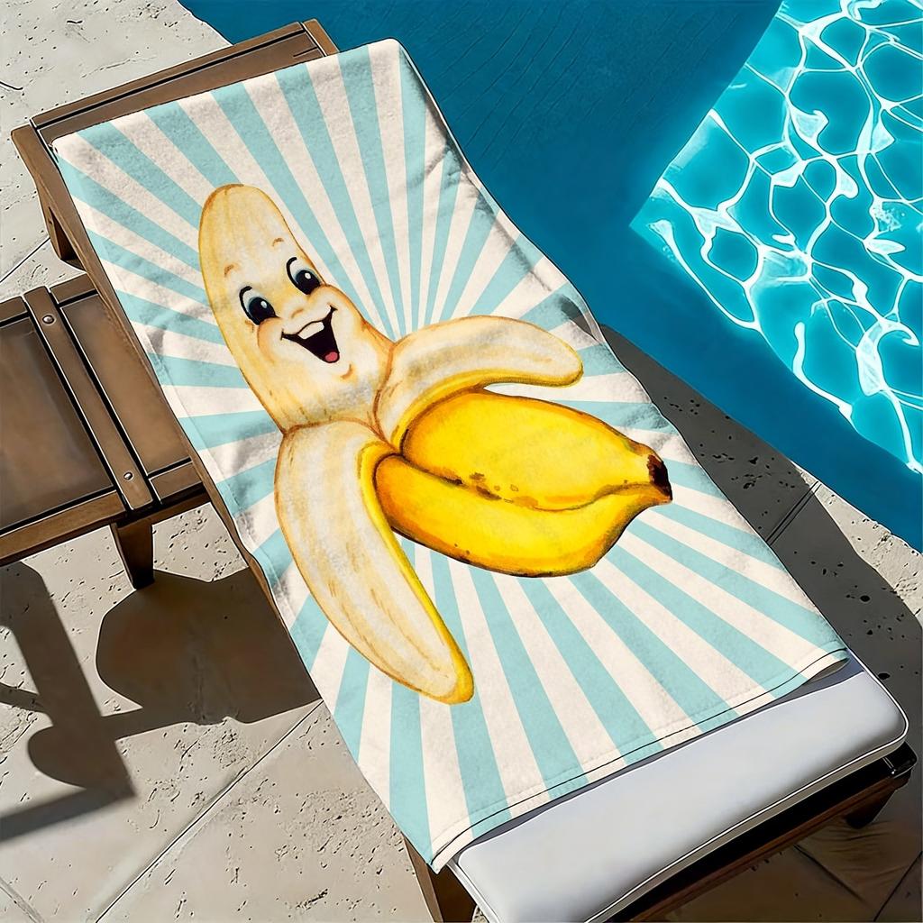Fun cartoon banana character polyester microfiber beach towel is highly absorbent, suitable for swimming and beach outings