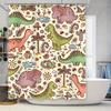 Tapis de bain pour enfants Dinosaure Rideau de douche Animal Cartoon Imprimé Décoration de salle de bain Tissu Imperméable Décoration de la maison Rose Vert Jaune Br