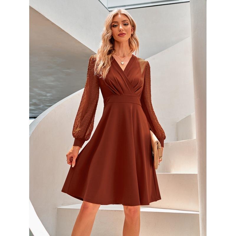 

Популярное женское осенне-зимнее жаккардовое платье с V-образным вырезом XL