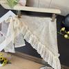 White Lace Triangle Fringe Lace Hip Scarf Belt Women's Fart Curtain Folded To Wear Small Decorative Skirt Lace Up Matching Pants