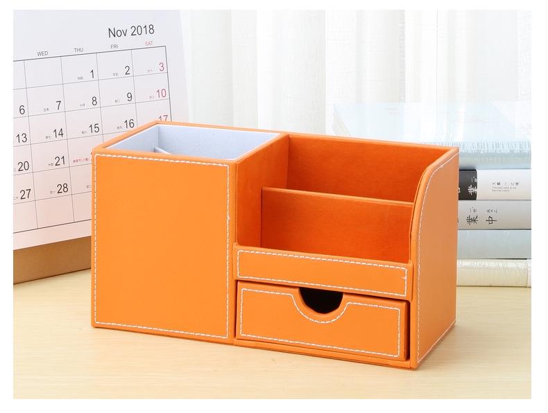 Luxuriöser Leder-Stiftehalter mit Schublade - Stilvolle Schreibtischaufbewahrung für Schüler und Büro.