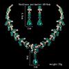 Necklace Pierced Earrings Set Green Exquisite Simulated Crystal Necklace Earrings Set for Wedding Women