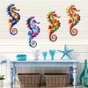 4Pcs Wooden Seahorse Wall Art Set Rustic Garden Fence Decor for Patio Living Room Bedroom Coastal Nautical Ornaments for Home Outdoor