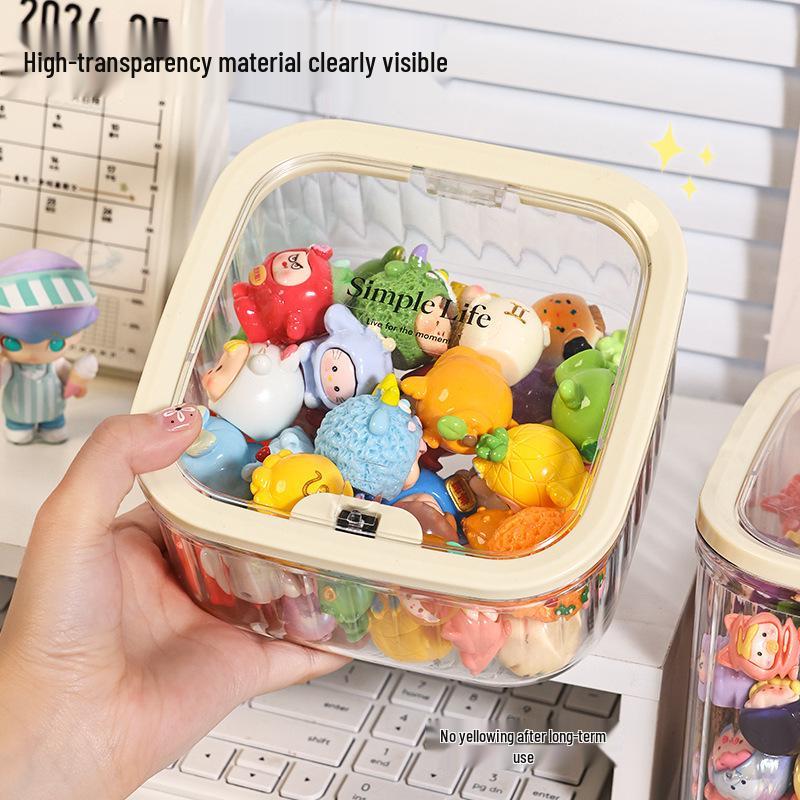 Transparent Multi-Purpose Storage Box with Lid - Large Capacity, Desktop Trash Can