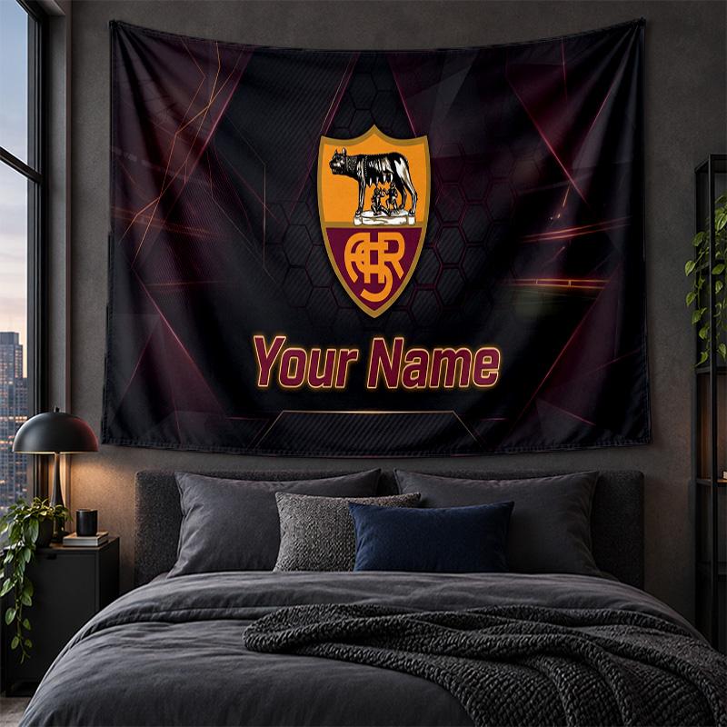 Arazzo Personalizzato da Appendere alla Parete Tessuto Artistico Sfondo con Motivo AS Roma FC