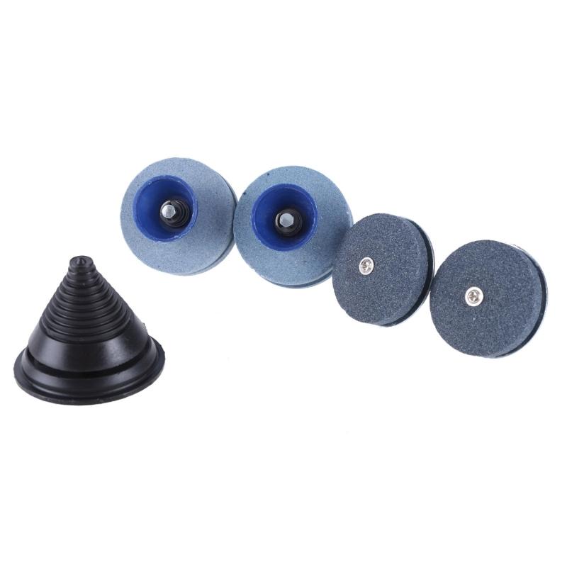 4Pcs Lawnmower Cutter Sharpener with Balancer For Drill With Easy Balance Test, Durability Corundum Constructions