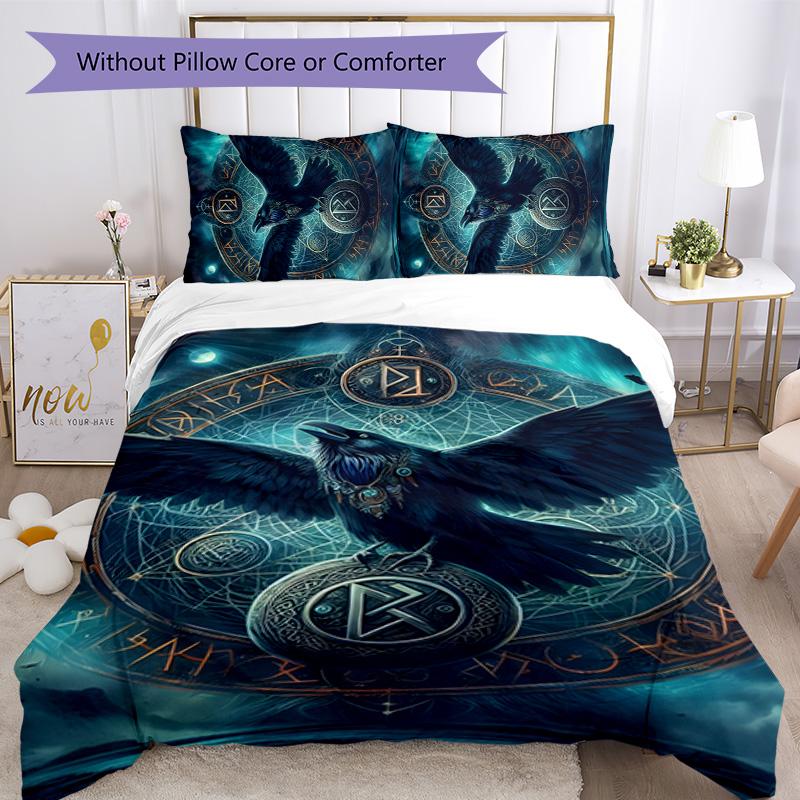 Mythologie Walhalla 3-teiliges Bettwäsche-Set Bettbezug Verschluss Enthält 1 Bettbezug & 2 Kissenbezüge für Alle Jahreszeiten Schlafzimmer Zuhause Wohnheim Dekoration