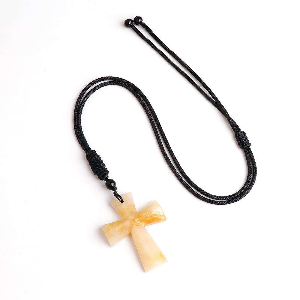 Colier Cruce Agat - Piatră Semiprețioasă Cadou de Crăciun Lanț Pulover