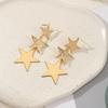 Vintage Long Star Dangle Earrings for Women Trendy Metal Golden copper Color Punk Statement Dangle Earrings Party Zircon