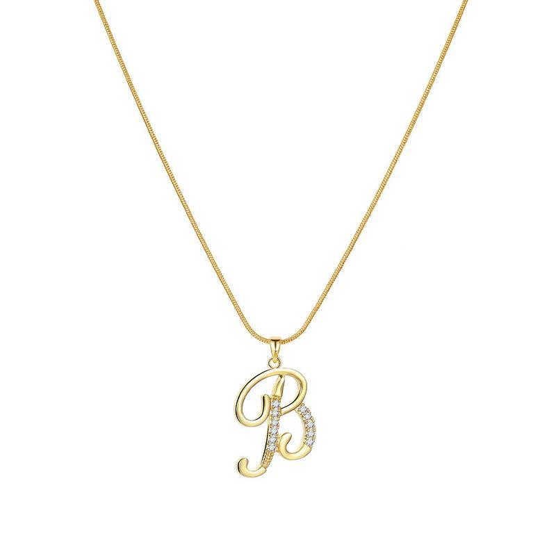 Europe and America Cross Border 26 Letters Copper Inlaid Zircon Snake Chain Necklace Letter Gold Pendant Creative Minimalist Letters