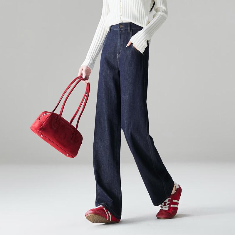 SOFSIL Women's Relaxed High-Waist Wide-Leg Straight Denim Jeans