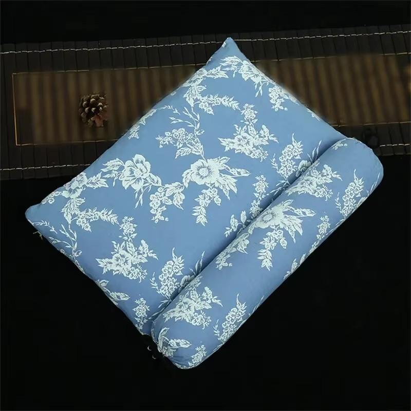 

Pillowcase Square Cervical Pillowcase Made Of Pure Cotton Fabric With Exquisite Patterns Thickened Zip-up Adult Single 1Pcs синій