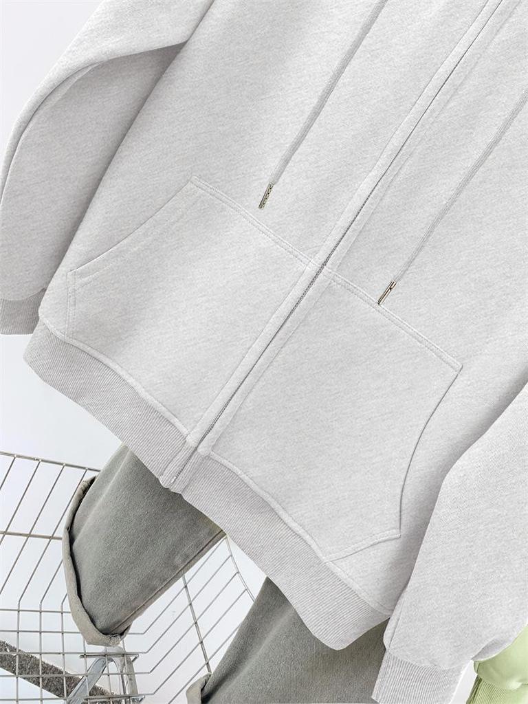 Women's Retro American-Style Hooded Cotton Cardigan with Plus Velvet for Autumn/Winter 2025