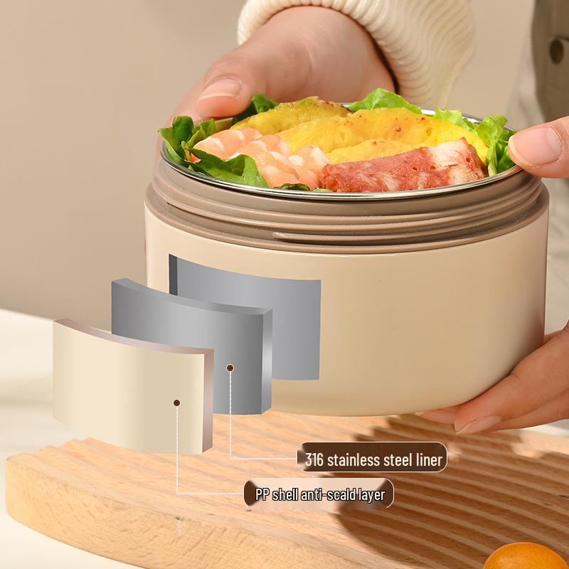 Cutie de prânz portabilă cu capacitate mare, multistrat, din oțel inoxidabil 316, izolată, pentru microunde