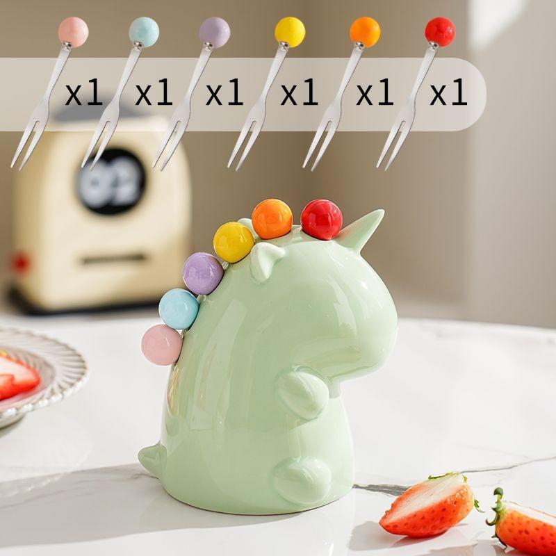 Creative Kawaii Stainless Steel Fruit Fork Cute Storage Set Fruit Fork Kitchen Storage Coffee Tea Dessert Fork Gift Set