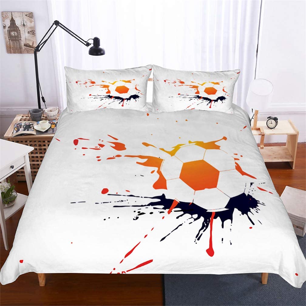 Zestaw pościeli piłkarskiej 3D Sportowa poszwa na kołdrę Poszewka na poduszkę 2 lub 3 sztuki AU140 * 210 Dekoracja pokoju chłopięcego