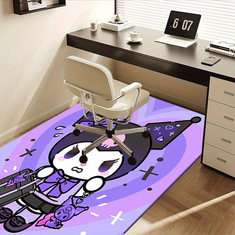 1pc Sanrio Kuromi Mermaid Printed Office Carpet Rectangle Rug Under The Table,Perfect Room Decor for Living Room, Bedroom, Kitchen, Non-slip Floor Mat