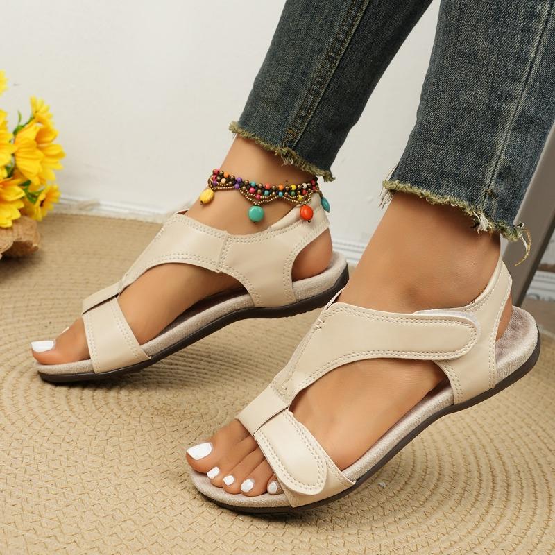 Women's New Plus Size Roman Sandals Women's Flat Velcro Casual Beach Sandals