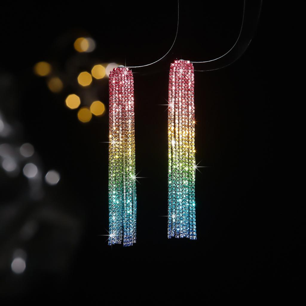 Premium Full Diamond Long Fringed Earrings