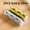 2 Stück/Deluxe Gold, Silber, Garn - 182,88 Meter, Hell und Schimmernd, für DIY-Nähen, Stickerei und Patchwork-Bastelarbeiten.