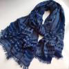 Japanese Batik Navy Blue Scarf Female Polka Dot Triangle Pentagram Double Jacquard Shawl