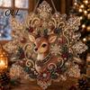 Festive Wall Hanging Ornament Christmas Faux Pearl Painting Suncatcher Kit, Acrylic Snowflake Shaped Board with Lace Adult Crafting Hobby Supplies