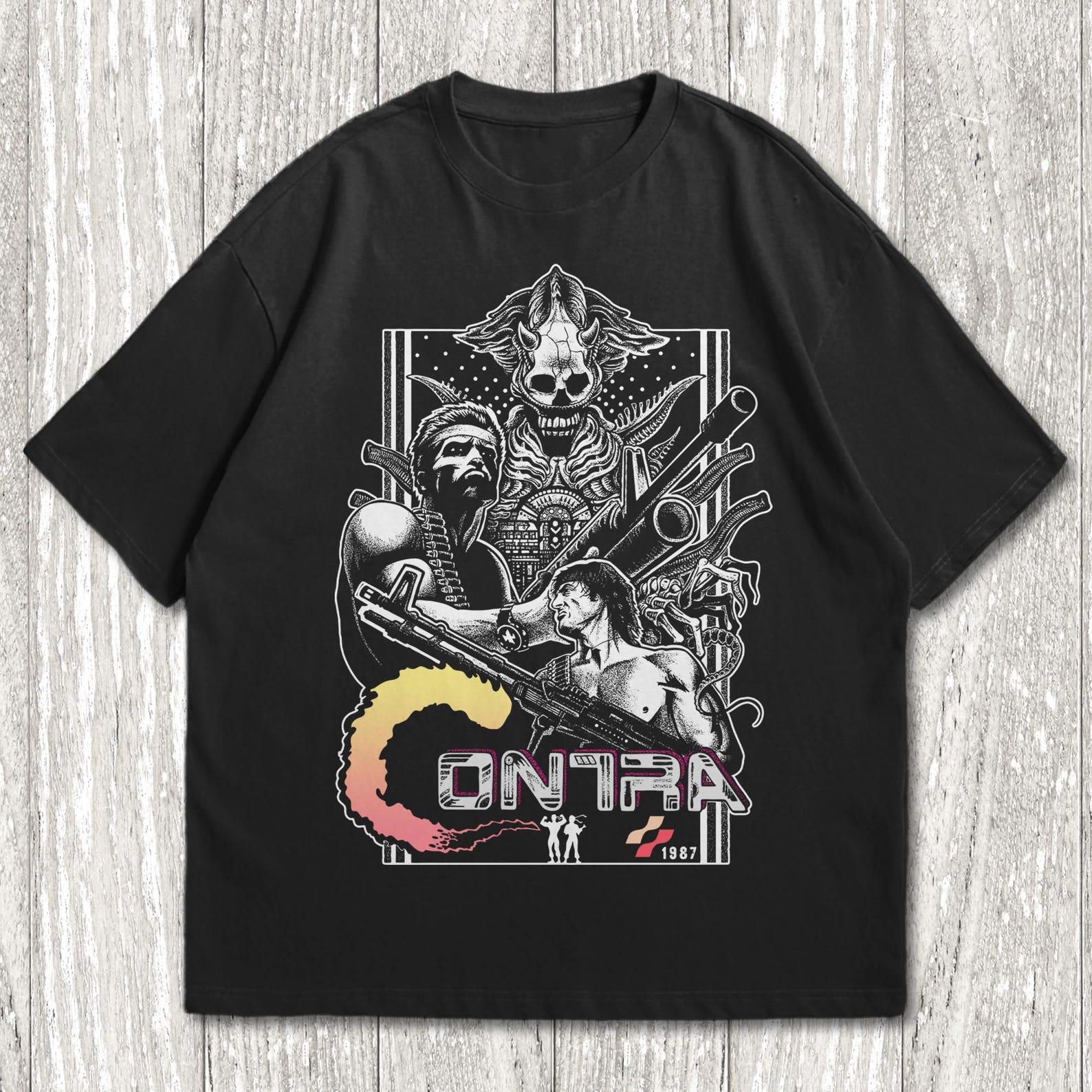 Retro Contra NES Game T-Shirt - 80s Classic Gaming Tee - Unisex T-Shirt M