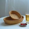 Rattan basket wooden woven basket fruit plate bread snack groceries steamed bun dining table coffee table top storage basket