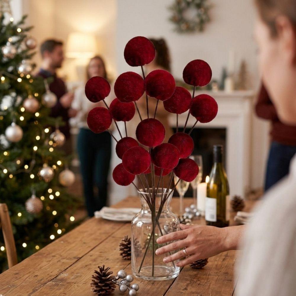 6 Balls Artificial Balls Bouquet Flocking Xmas Tree Ball Ornaments  Home Decoration