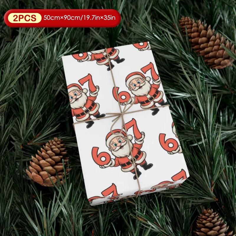 67 Vánoční balicí papír, 6 7 Balicí papír, 67 Vtipný vánoční balicí papír pro děti, Santa 67