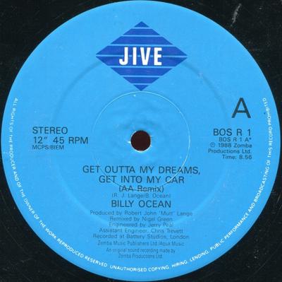 12inch Record BILLY OCEAN - Get Outta My Dreams, Get Into My Ca BOSR1 Jive 1988 UK Dance & Electronica Used
