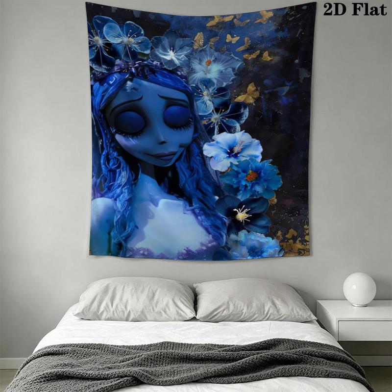 Corpse Bride anime Wall Tapestry Aesthetic Wall Hanging Printed Fabric Blanket Decorative Tapestries for Bedroom Living Room Home Decor