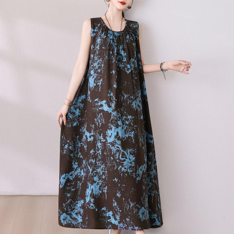 Plus Size Summer Long Dress for Women Clothes Elegant Sleeveless Loose Casual Dress