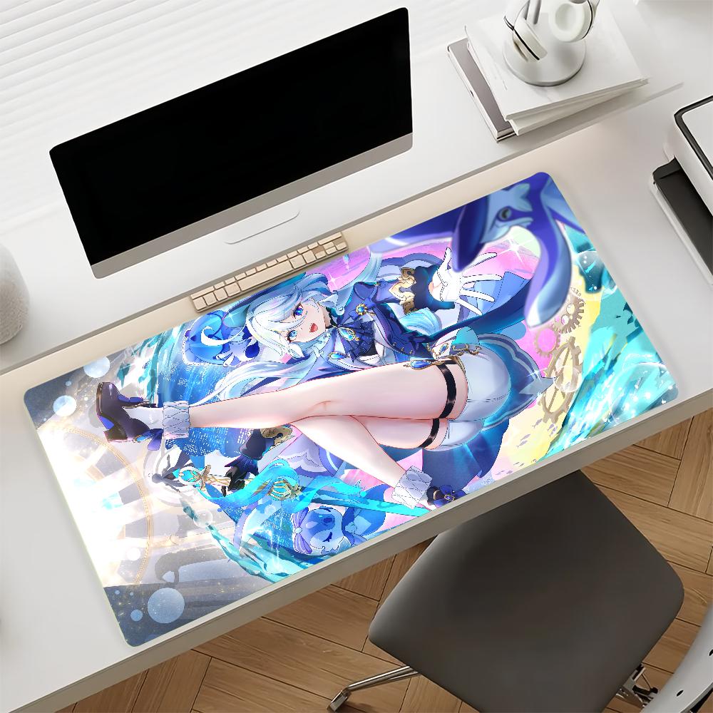Game Genshin Impact Furina Mouse Pad Anti Slip Rubber Edge Locked Thickened Laptop Gaming Desk Mat