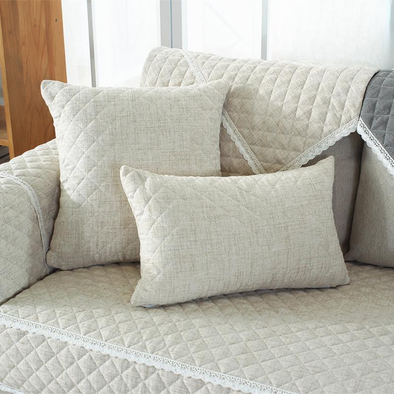 

Льняная однотонная стеганая простая тканевая подушка для дивана, нескользящая подушка для дивана 70*70
