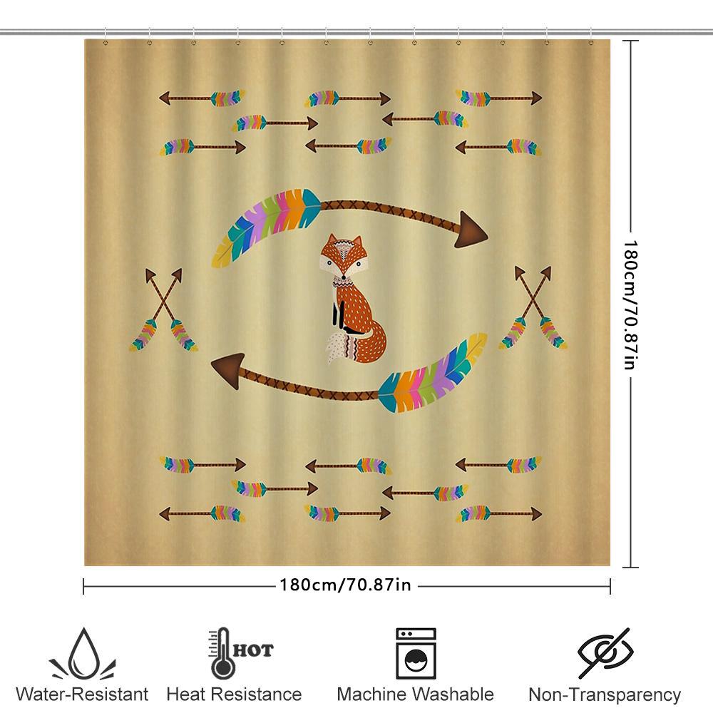 Fox Shower Curtain Woodland Animal Bathroom Decor Forest Theme Waterproof Fabric Shower Liner Vintage Nature Pattern Home Textil