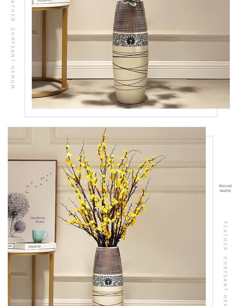 Large European-Chinese Ceramic Floor Vase for Home and Living Room Floral Decor