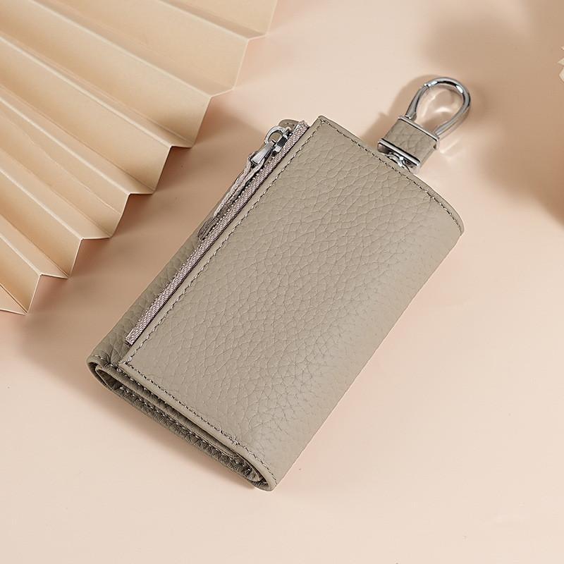 Genuine Leather Key Wallet With Zipper Coin Purse For Women Home Storage