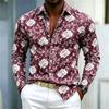 2026 Nuova Camicia da Uomo Stile Europeo e Americano Camicia Floreale Rosa Rossa Uomo Slim Fit Manica Lunga Stile Casual da Vacanza