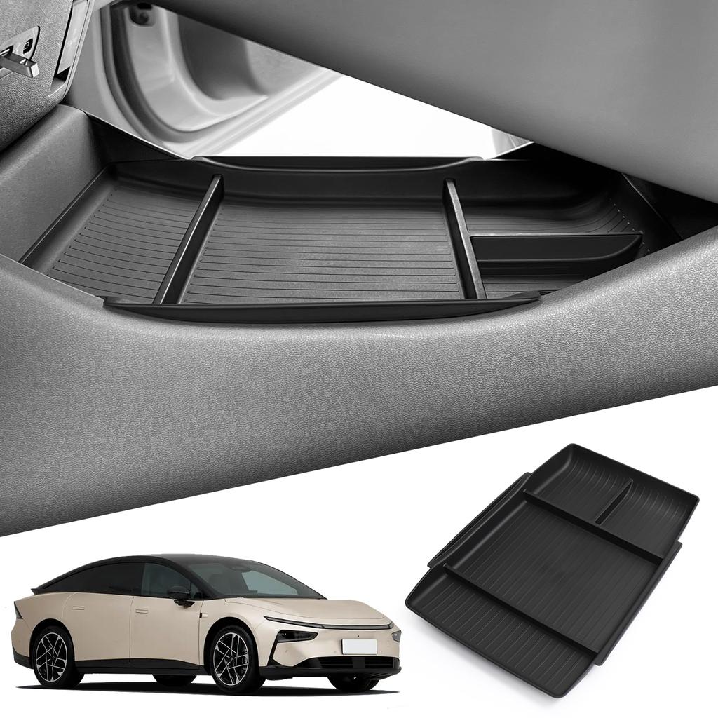 Für Xpeng P7 + Center Console Lower Storage Box Auto Tray TPE Organizers Zubehör Aufräumen Schwarz