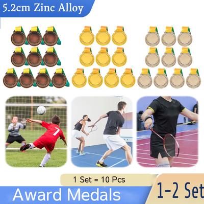 1-2Set Gold/Silver/Bronze Medal Sports Rewards with Neck Ribbon Rewards Metal Winner Medals for Talent Show Party Race