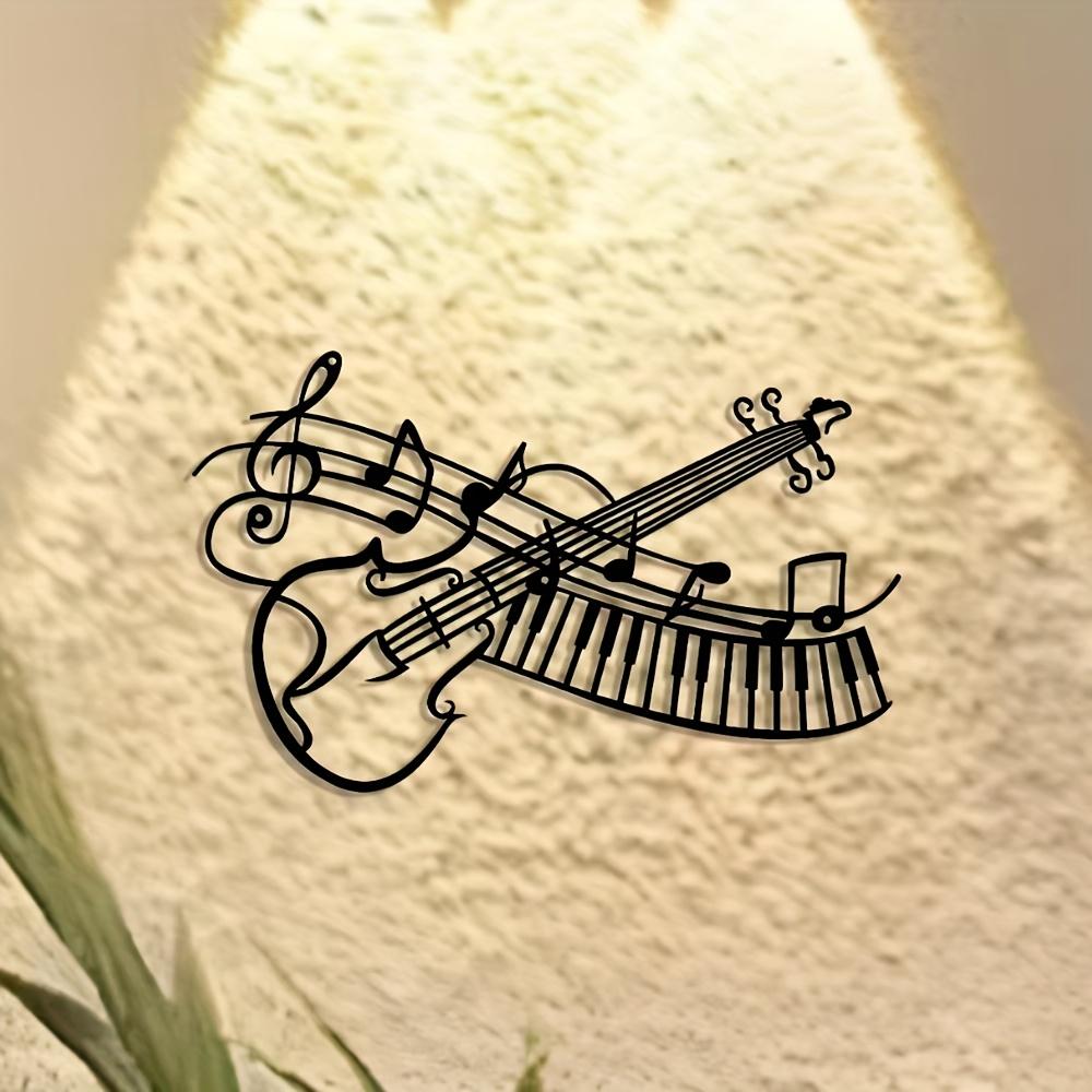 2D Flache Metall Wandkunst Klavier Noten Dekor, 1 Stück Minimalistisches Design für Büro Wohnzimmer Schlafzimmer Terrasse Küche Innenhof Geschäft Lobby Hängend