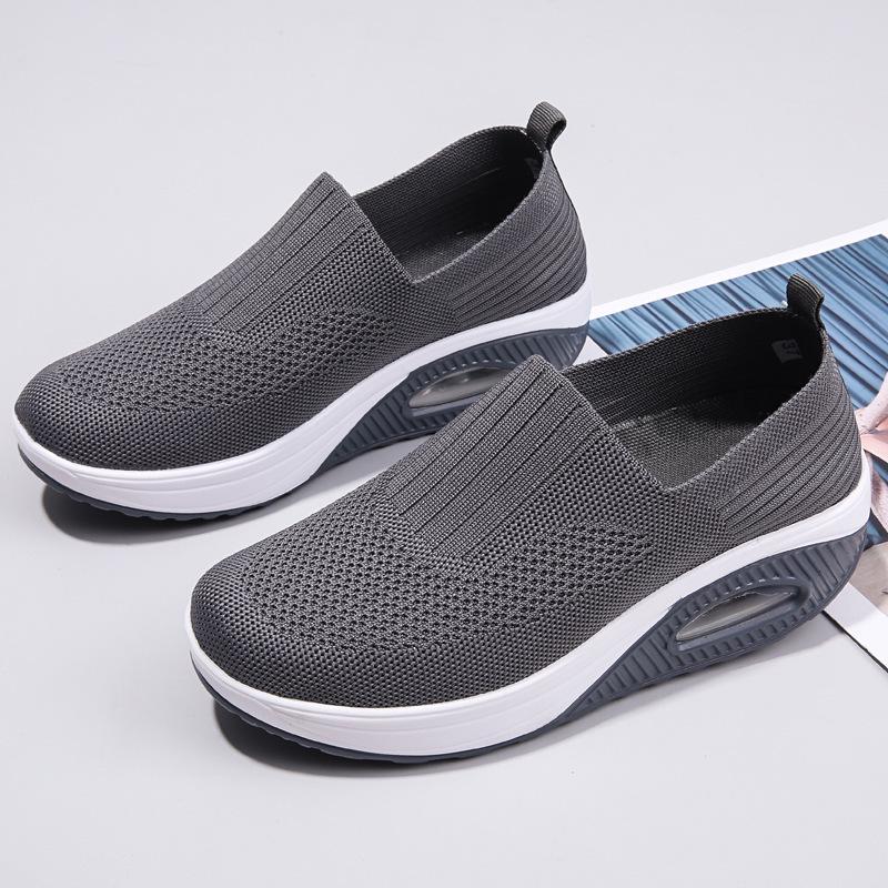 2023 Women's Breathable Flyknit Rocking Shoes with Non-slip Soft Sole and Air Cushion for Comfort