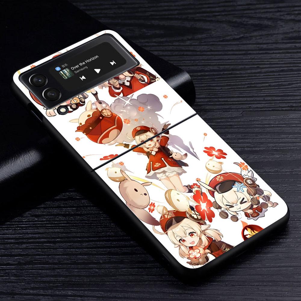 Custodia Klee Genshin Impact per Samsung Galaxy Z Flip4 Flip3 5G Guscio Rigido in PC per Cellulare Z Flip 4 3 Nero Coque Zflip4 Zflip3 Copertura