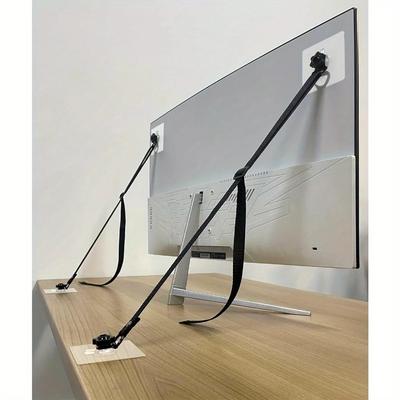 Pachet 2 Curele de Siguranță Reglabile pentru TV, Ancore Adezive Fără Găurire Anti-Răsturnare pentru Siguranța Copiilor, Ecrane Plate Fixate pe Perete