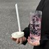 Bowknot Straw Cup Plastic Cup With Lid Straw Portable Plastic Cups  Bubble Tea Coffee