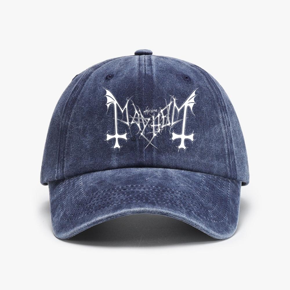 Casual Mayhem Death Metal Baseball Caps fashion Vintage Washed Denim Hat for Unisex Women Distressed Denim Snapback Hats