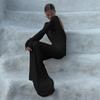 Neues elegantes und sexy rückenfreies langes Kleid, figurbetontes langärmeliges Kleid für Damen